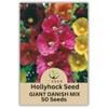 Hollyhock Giant Danish Mix Seeds, 50 Count, Multi-Color Biennial Flowers,