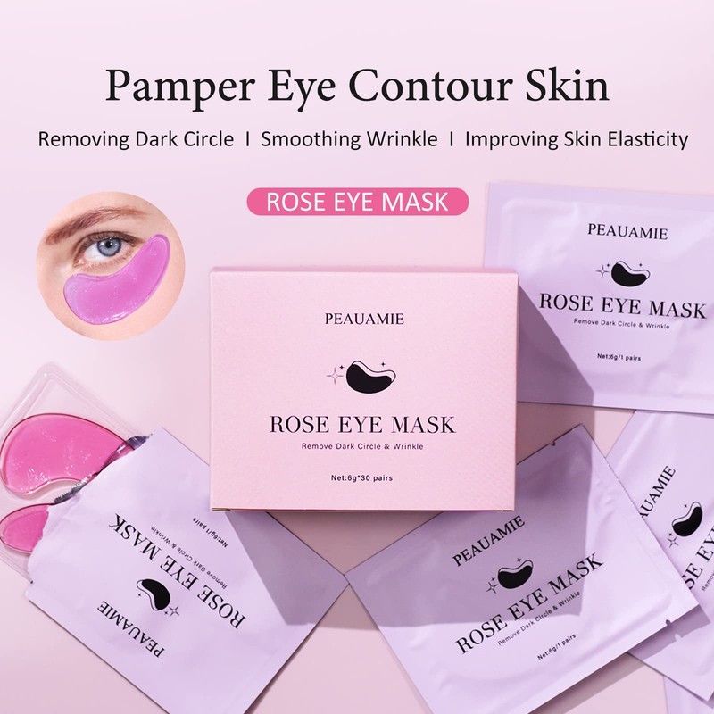 PEAUAMIE Under Eye Patchs Rose Eye Mask for Dark Circles