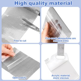 CroBlissful Extra Wide 8 inch x 20 ft Window Screen Tape Mesh Repair Strong Adhesive Waterproof Fiberglass Screen Repair Kit Patch for Window Door Tears Holes(Black)