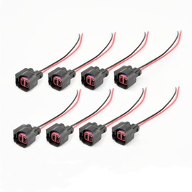8Pack Fuel Injector Pigtail Connector Plug Wire EV6 EV14 ID725 ID850 ID1000 Fit for Ford F-150 F-250 Crown Victoria Mustang Pigtail Harness Replace 15306318 Chevy Dodge Ford Replace# 5013995AA