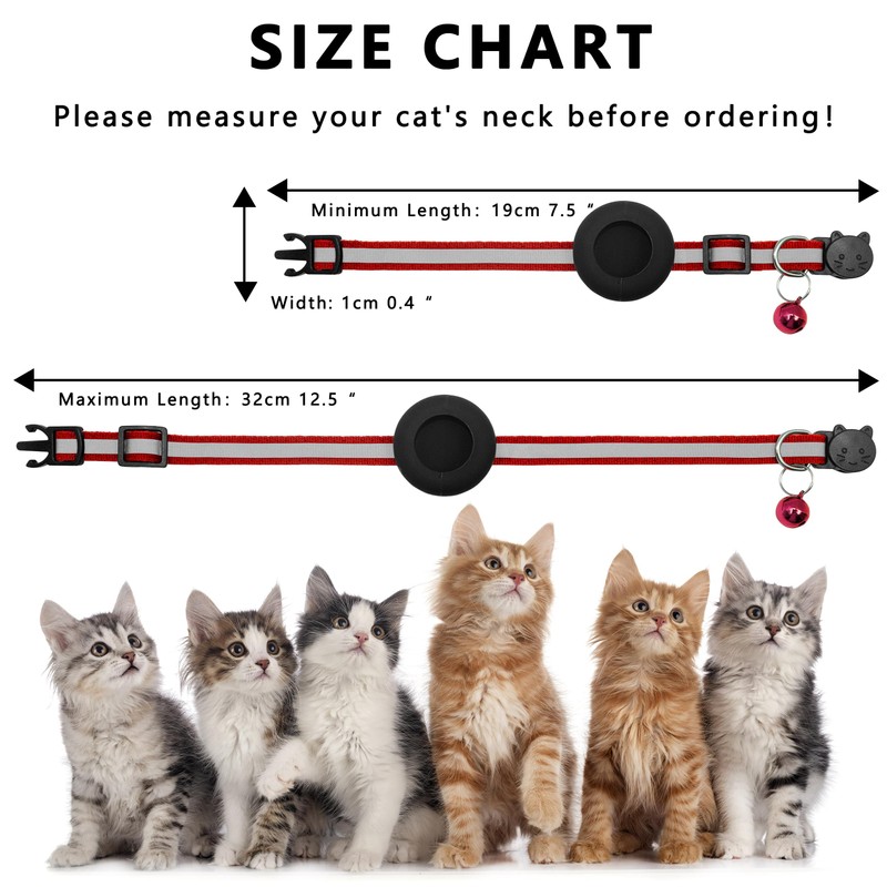 Seyezo Cat Collar with Air Tag Holder, Reflective Kitten Collar