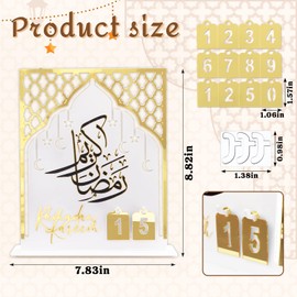 Ramadan Advent Calendar Set - Acrylic and Wooden Ramadan Decorations for Home Eid Mubarak Table Decor, 30 Days Countdown Calendar for Muslim Festivities and Ramadan Party Supplies Style F