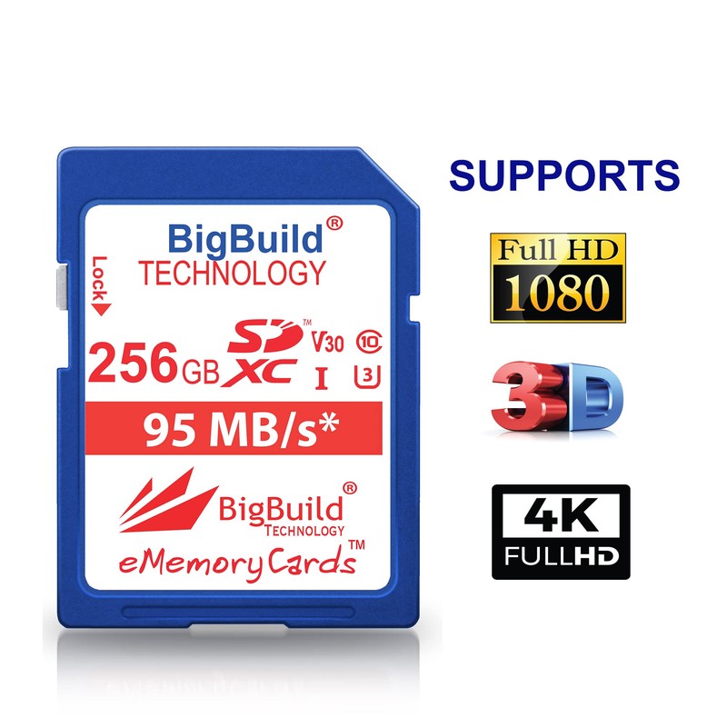BigBuild Technology 256GB U3 SDXC Memory Card For Panasonic Lumix