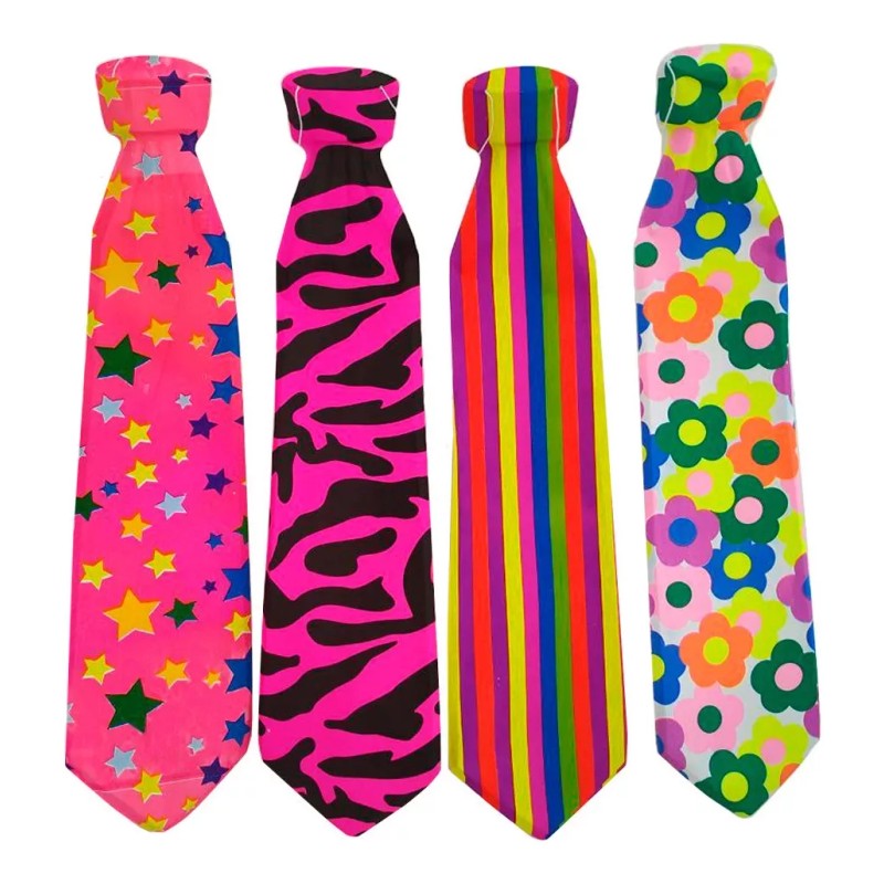 Lecute 10 Corbatas Neon Fiesta Fluorescente Brilla Luz Negra Party