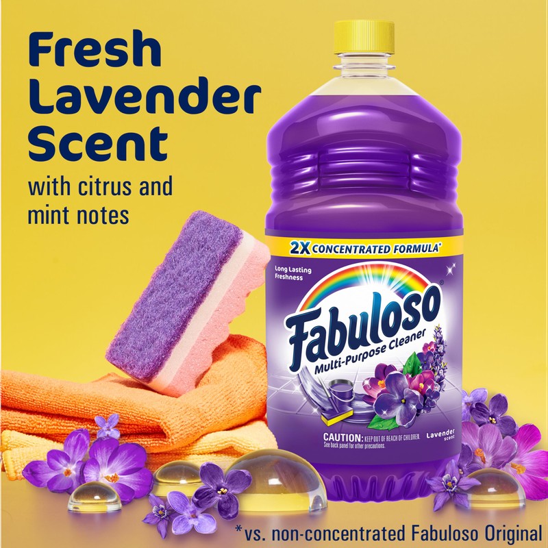 Fabuloso Multi-Purpose Cleaner & Floor Cleaner, 2X Concentrated, Lavender Scent,