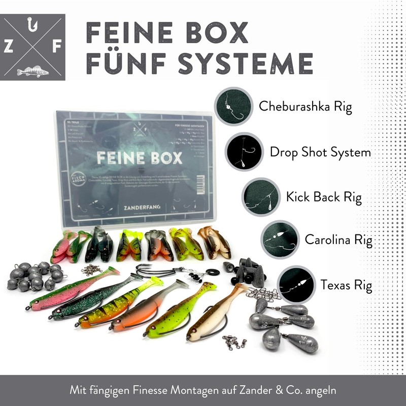 Zanderfang - Finesse Box 95 Pieces - 30 Rubber Fish