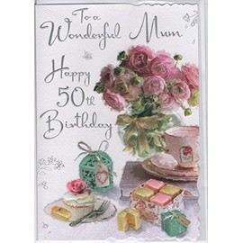 Jonny Javelin Mum Birthday Card - Happy 50th - Treats and Flowers