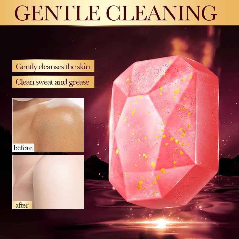 Rose Gold Diamond Soap with Rose Extract gently cleanses and