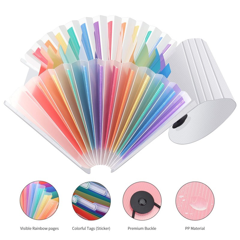 Uquelic 2Pcs Mini Accordion Receipt Folder - 13 Pockets Expanding