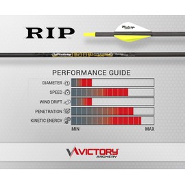 Victory Archery RIP 0.204" Small Diameter Hunting Arrow (Spine: 300, 12 Pack Shafts, Straightness ± 0.001 - Elite - Yellow)