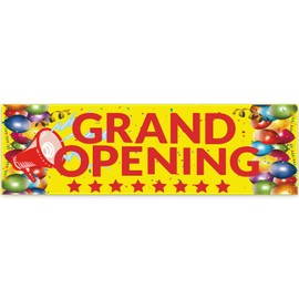 Grand Opening Banner, 3 x 10 ft New Store Grand Opening Sign and Rope, Oxford Cloth Large Advertising Backdrop Decor for Shop Garden Outdoor Ceremony Party Supplies(Simple Style)