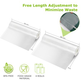 Bonsenkitchen Vacuum Food Sealer Rolls Bags 2 Rolls 20 x 500 cm + 2 Rolls 28 x 500 cm, BPA Free, Textured Food Vacuum Sealer Bag, Thick Embossed Bags for Food Storage and Sous Vide Cooking, VB42