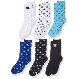 Champion Calcetines para niños, diseño de rayas, Crew C - Azul, 9-11
