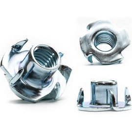 M8 (8mm Ø) T-Nuts Four Pronged Captive Blind Threaded Inserts for Wood Furniture (Pack of (50)