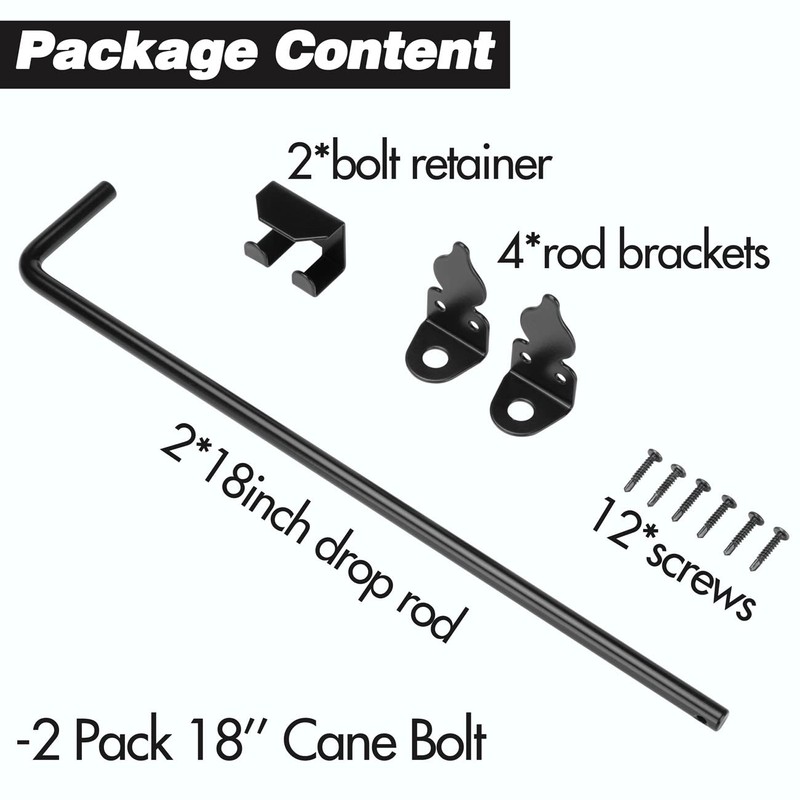 18 Inch Cane Bolt Heavy Duty Gate Drop Rod, Steel