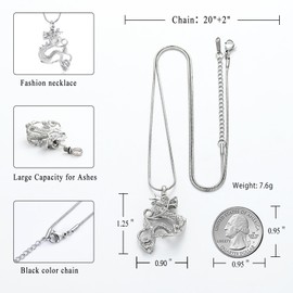 Cremation Jewelry for Ashes Stainless Steel Dragon Urn Necklace Keepsake Human Pet Ashes Holder Memorial Pendant for Women Men