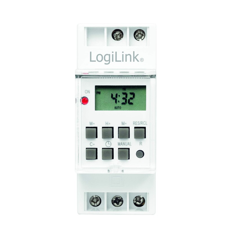 LogiLink ET0010 ET0010-DIN-Rail Timer with Digital Timer and LCD for
