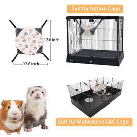 Rgbpro 2PcsStraps are Adjustable Guinea Pig Rat Hanging Warm Plush Hammock Ferret Cage Accessories for Small Animals Chinchilla Sugar Glider Ferret Squirrel,White