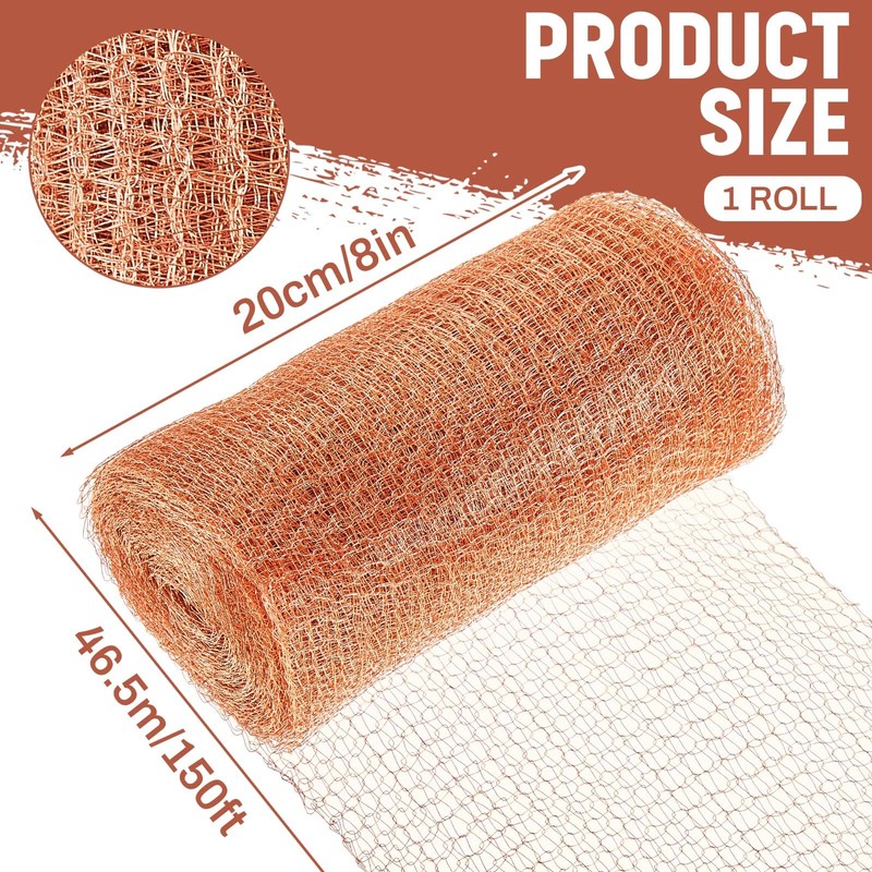 Gisafai 8'' x 150 ft Copper Mesh Rodent Control Copper