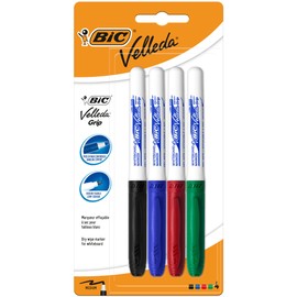 BIC Velleda Grip Whiteboard Markers - Assorted (Pack of 4)