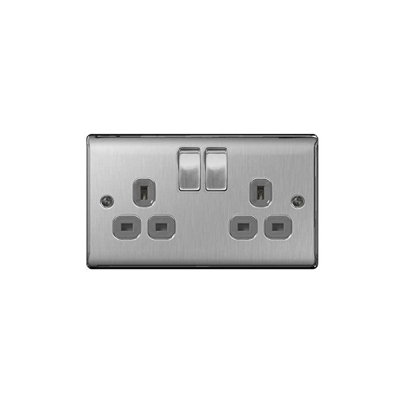 British General BG Electrical nbs Switch Socket Outlets - Brushed