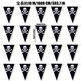 Halloween Decoration Garland 32.8 ft (10 m) Pirate Flag Banner Decoration Skull Triangle Flag Halloween Decoration Outdoor Garden Entrance Window Wall School Festival Cultural Festival Party Supplies