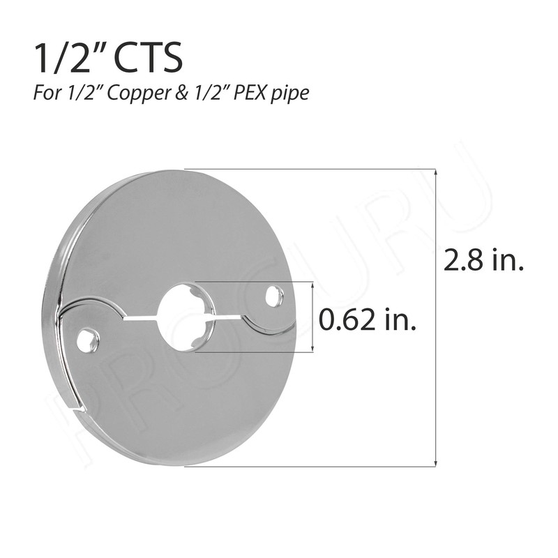 PROCURU 12-Pack 1/2-Inch CTS (5/8" OD) E3755 Hinged Split Escutcheons,