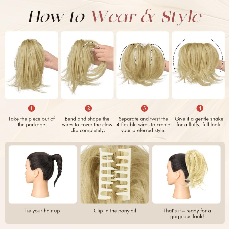 Sofeiyan Hairpiece with Clip, Hairpiece Braid with Flexible Wire for