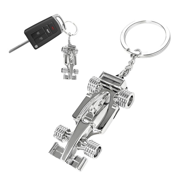 JUSTTOP F1 Formula One Racing Car Key Chain, Mini Metal