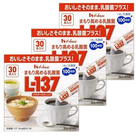 Mamori Kikatsu L-137 Powder Stick, 30 Packs, 1.4 oz (39 g) Box x 3 Boxes (10 Billion Lactic Acid Bacteria Per Bottle)
