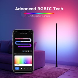 LIUYANG Smart Floor Lamp Compatible with Alexa & Google Home,59“ Dimmable Corner Lamp with Music Sync,DIY Scene and Timer, 133 LEDs Floor Lamp for Bedroom Living Room Gaming Room (59")