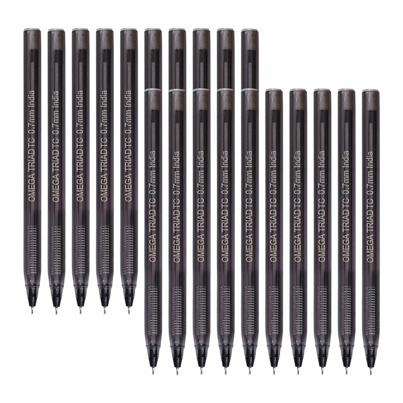 OMEGA Triad-TC Ballpoint Pens, BLACK, Fine Point (0.7 mm), Pack