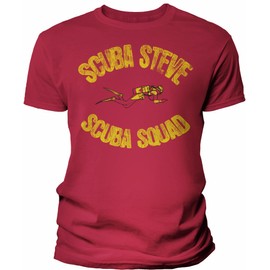 Scuba Steve Shirt - Vintage Movie T-Shirt for Men Women - F/Red-Sm