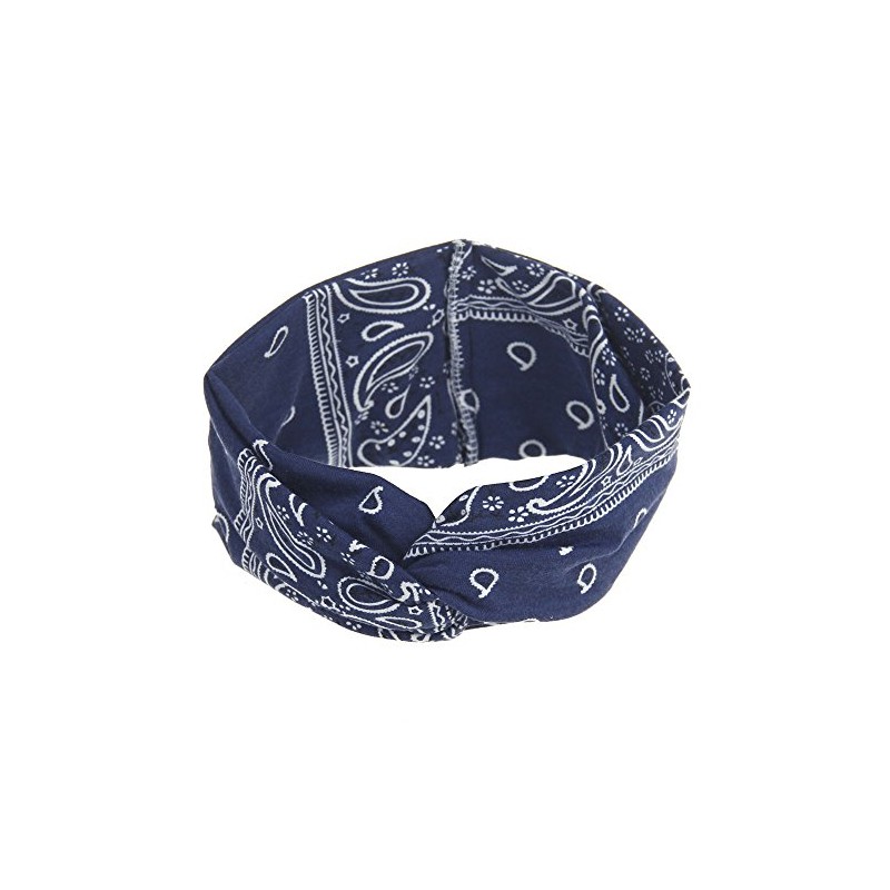 DINPREY Assorted Paisley Print Wide Bandana Knot Headbands Criss Cross