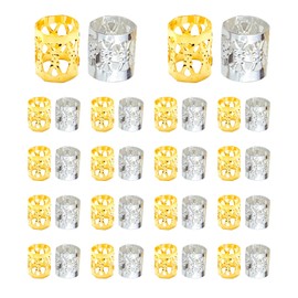 YuanYouTong 200 pcs Dreadlocks Beads Hair Braid Rings Clips Dread Locks Hair Braiding Metal Cuffs Decoration/Accessories Jewelry Silver and Gold Viking Jewelry Hair Charms for Women Men