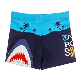CHEERYMAGIC Little Boys Swimming Trunks, Kids Cartoon Shark Swimming Shorts Summer Beach Trunk Lightweight Boy Beach Shorts Adjustable Waist Swimwear for 2-9Years A7SYYK (8-9Y)