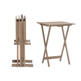 Linon Grace Acacia Tray Table Set