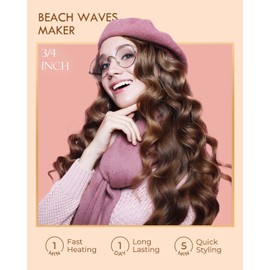 Curling Iron 3/4 Inch, Long Barrel Curling Wand for Long Hair, Ceramic Tourmaline Hair Curling Iron for Small Curls, Double Voltage(100-240V)