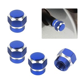 ZIMISI 4PCS Car Tire Valve Stem Caps, Aluminum Alloy Tire Valve Caps, Dustproof Waterproof Hexagon Shape Car Stem Covers, Automotive Wheel Air Cap for Truck, SUV, Bike, Motorcycle (Blue)
