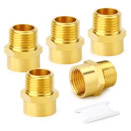 GASHER 5Pcs 1/2" G Thread Female × 1/2" NPT Thread Male Brass Pipe Fitting Adapter, G to NPT Adapter