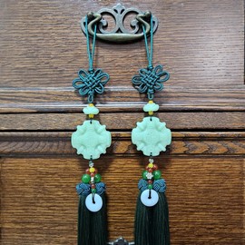 Traditional Korean Pendant Norigae - Elegant Jade Tassel Ornament Hanbok Representing Happiness Blessings