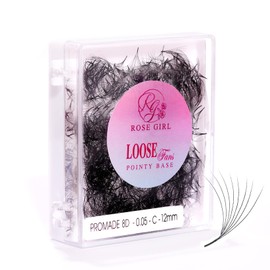 ROSE GIRL Loose Promade Fans - Natural Look Handmade Volume Eyelashes From 3D To 16D - C CC D DD Curl - False Lashes Extensions - Thickness 0.03~0.1 mm - 8~20 mm Length (8D-0.05-D (15mm))