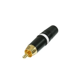 REAN NYS373-9 White RCA Phono Jack Connector Gold Plated Black Shell Rubber Boot