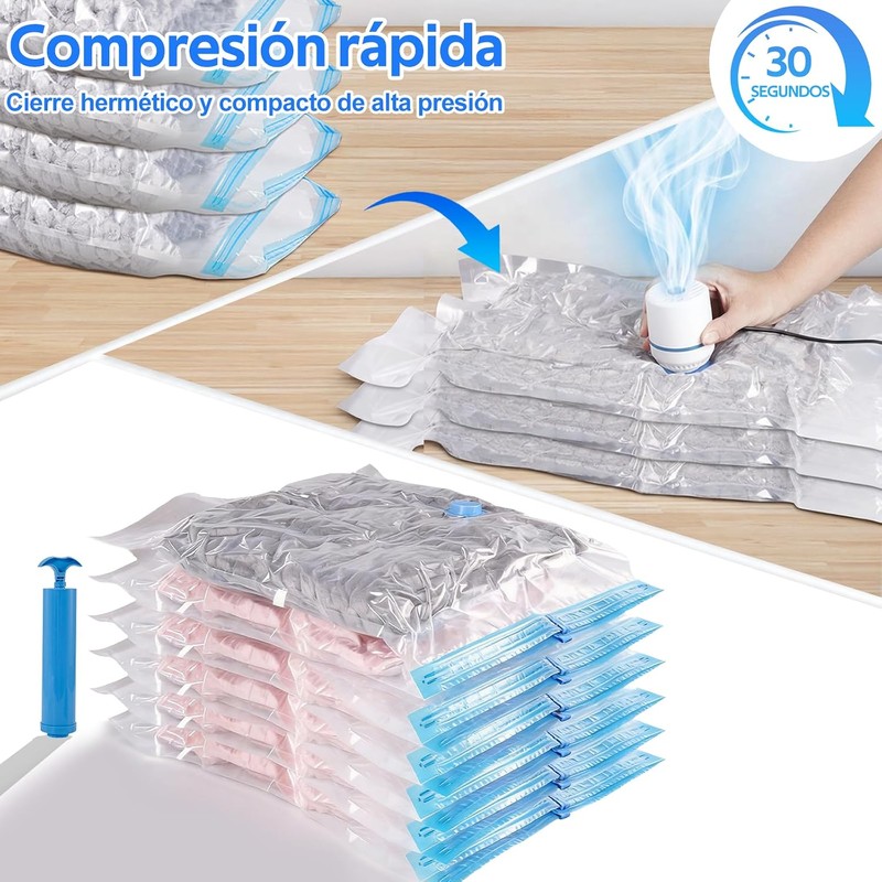 10 Piezas 80x60 cm Bolsas de Almacenamiento de Vacío,Bomba Eléctrica