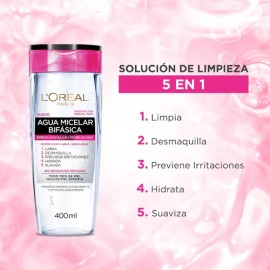 L'Oréal Paris agua micelar bifásica todo tipo de piel 400ml