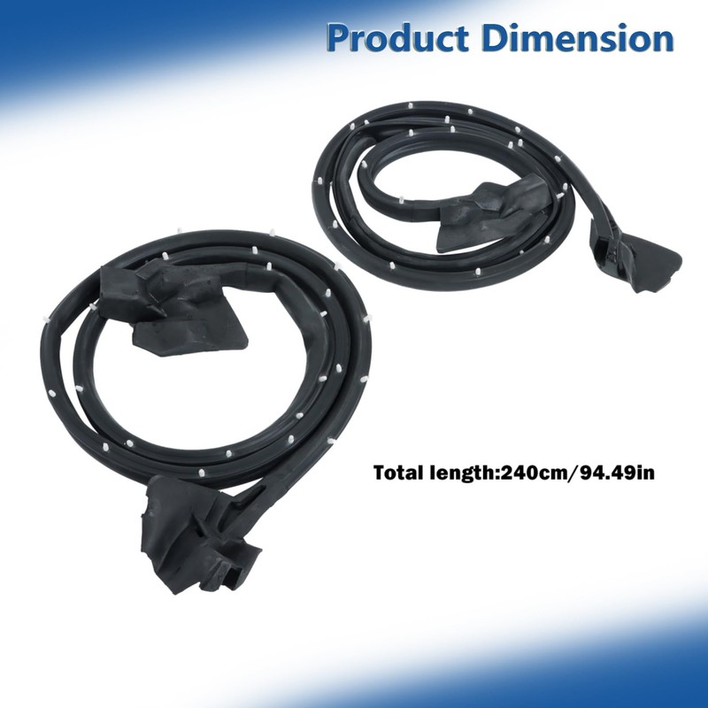 Black Door Trim Molding Left and Right Kit Rubber Sealing