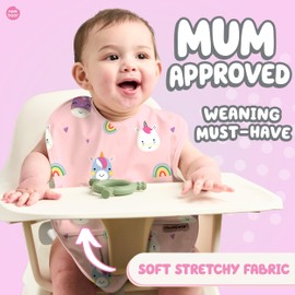 Nombear ® Sleeveless Baby Weaning Bib - Waterproof Baby Bibs 6-12 Months for Baby Led Weaning, Sleeveless Baby Feeding Bibs, Toddler Bib, Baby Food Bibs, Baby Apron, 1-Pack, Unicorns