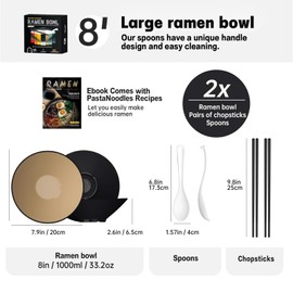 Ramen Bowls Set of Plastic,2 Sets of 33oz Double-sided Color Matching Serving Bowls With Chopsticks and Spoons for Salad Cereal,Essential Dinnerware for New Apartments Suitable as Housewarming Gifts
