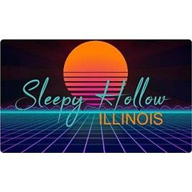 Sleepy Hollow Illinois 2 X 1.25-Inch Vinyl Decal Stiker Retro Neon Design