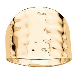 PalmBeach Jewelry Yellow Gold-Plated or Platinum-Plated Hammered Style Cigar Band Ring (5mm) Size 8